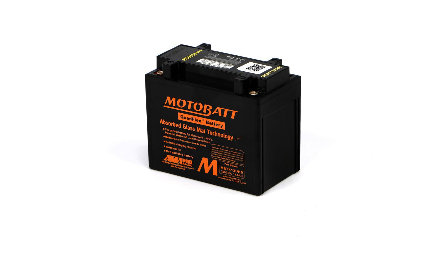 Motobatt Battery MBTX12UHD Black 12v 14.8Ah (20Hr) CCA:210A YTX12BS L:151mm x H:130mm x W:87mm