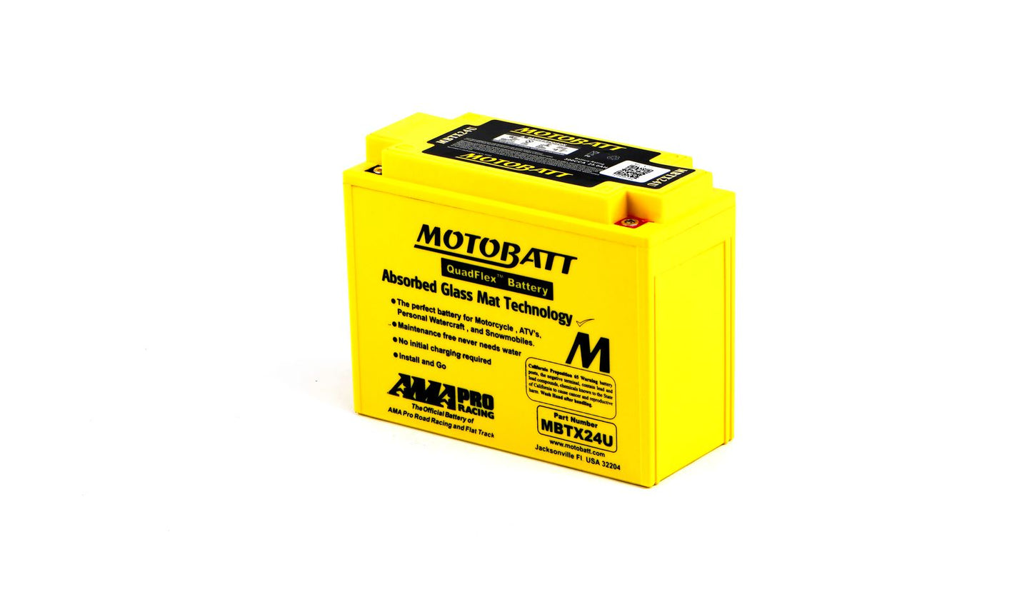 Motobatt Battery MBTX24U 12v 26.5Ah (20Hr) CCA:350A YTX18LBS L:205mm x H:162mm x W:87mm
