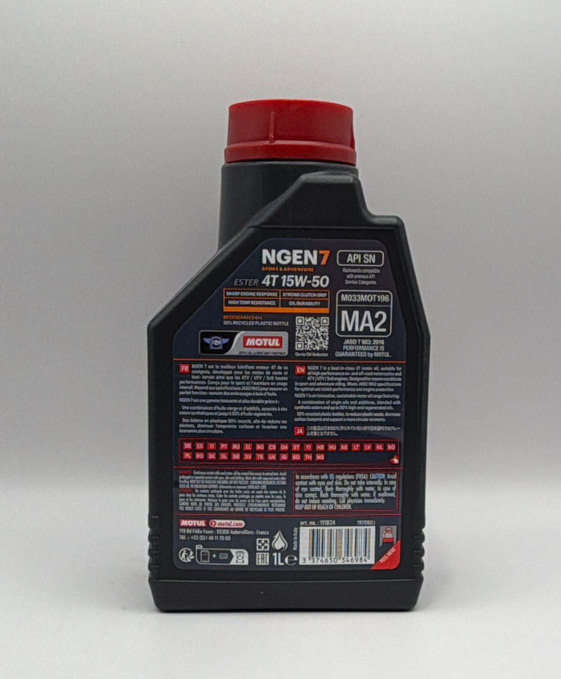 Motul NGEN 7 15w50 4T Next Generation High Performance Sustainable Ester Base Synthetic Blend (Upto 50% High Grade Regenerated Oils) API SP, JASO MA2 (2023)