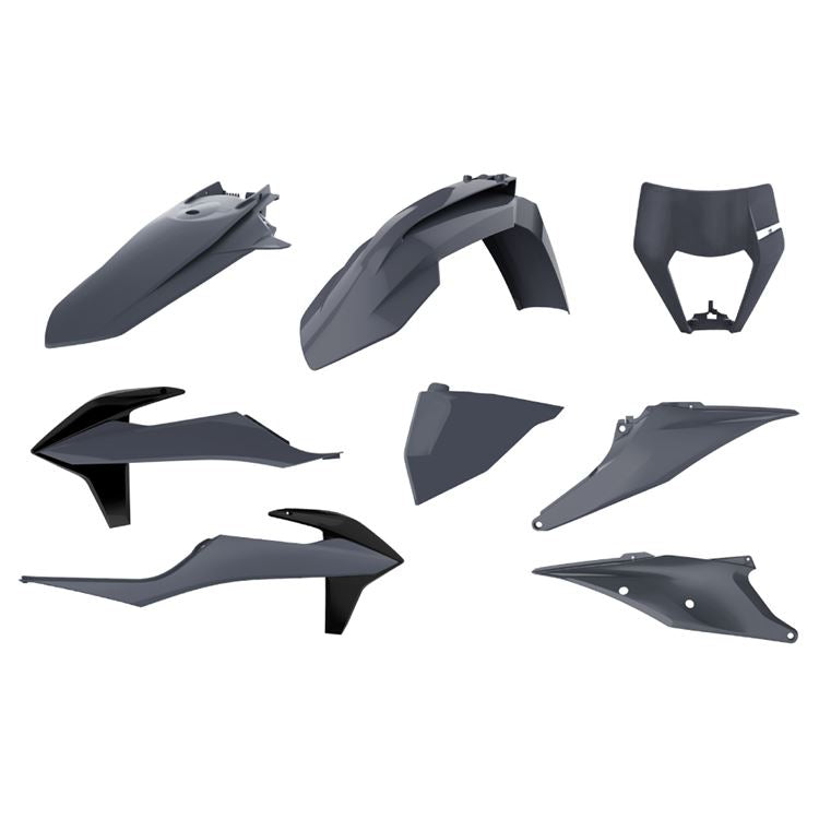 POLISPORT PLASTIC KIT + FORK GUARDS/MASK KTM EXC/EXC-F 2020-2023, NARDO GREY