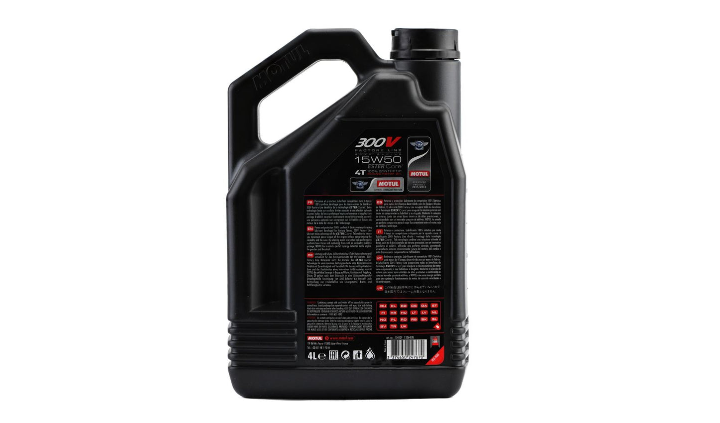 Motul 300V Factory Line 15w50 4T 100% Synthetic 4 Litres