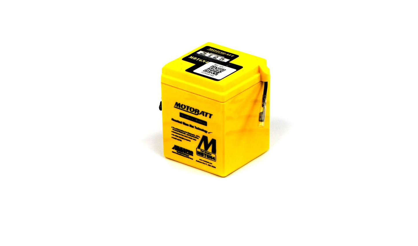 Motobatt Battery MBT6N4 6v 4AH 6N42A Models, 6N4C1B L:71mm x  H:96mm x W:71mm