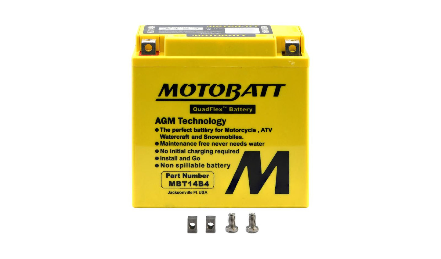 Motobatt Battery MBT14B4 12v 14.8Ah (20Hr) CCA:180A YT14BBS, YT14B4 L:150mm x H:145mm x W:70mm
