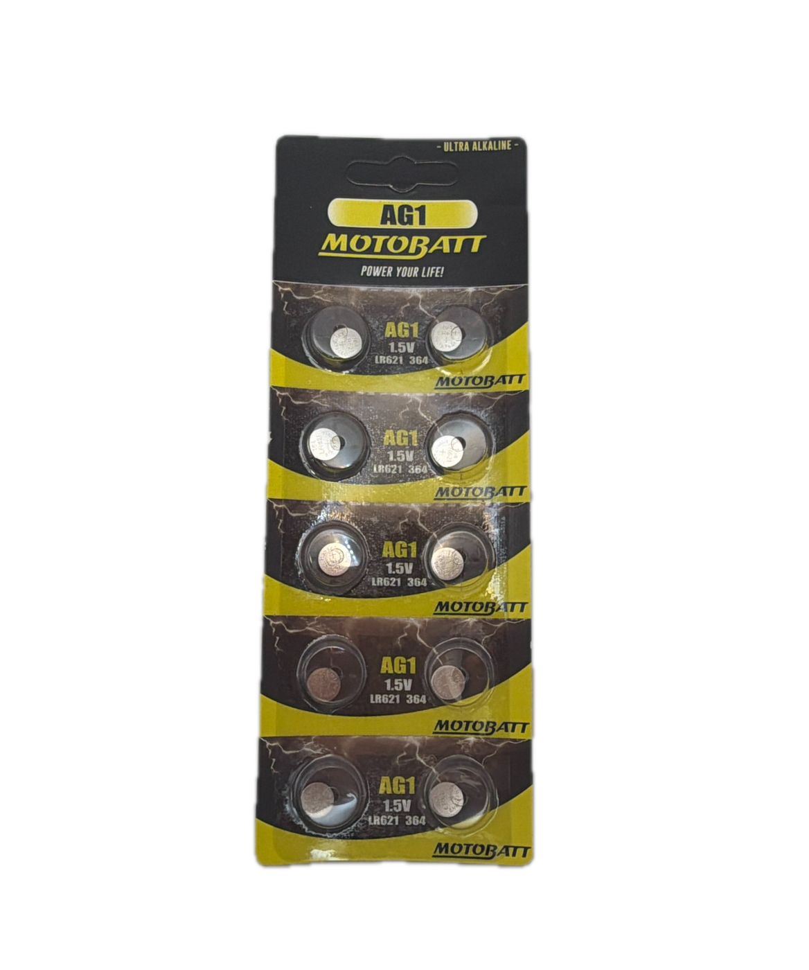 Motobatt AG1, LR621, 364 1.5v 15mAH Alkaline Button Cell Batteries