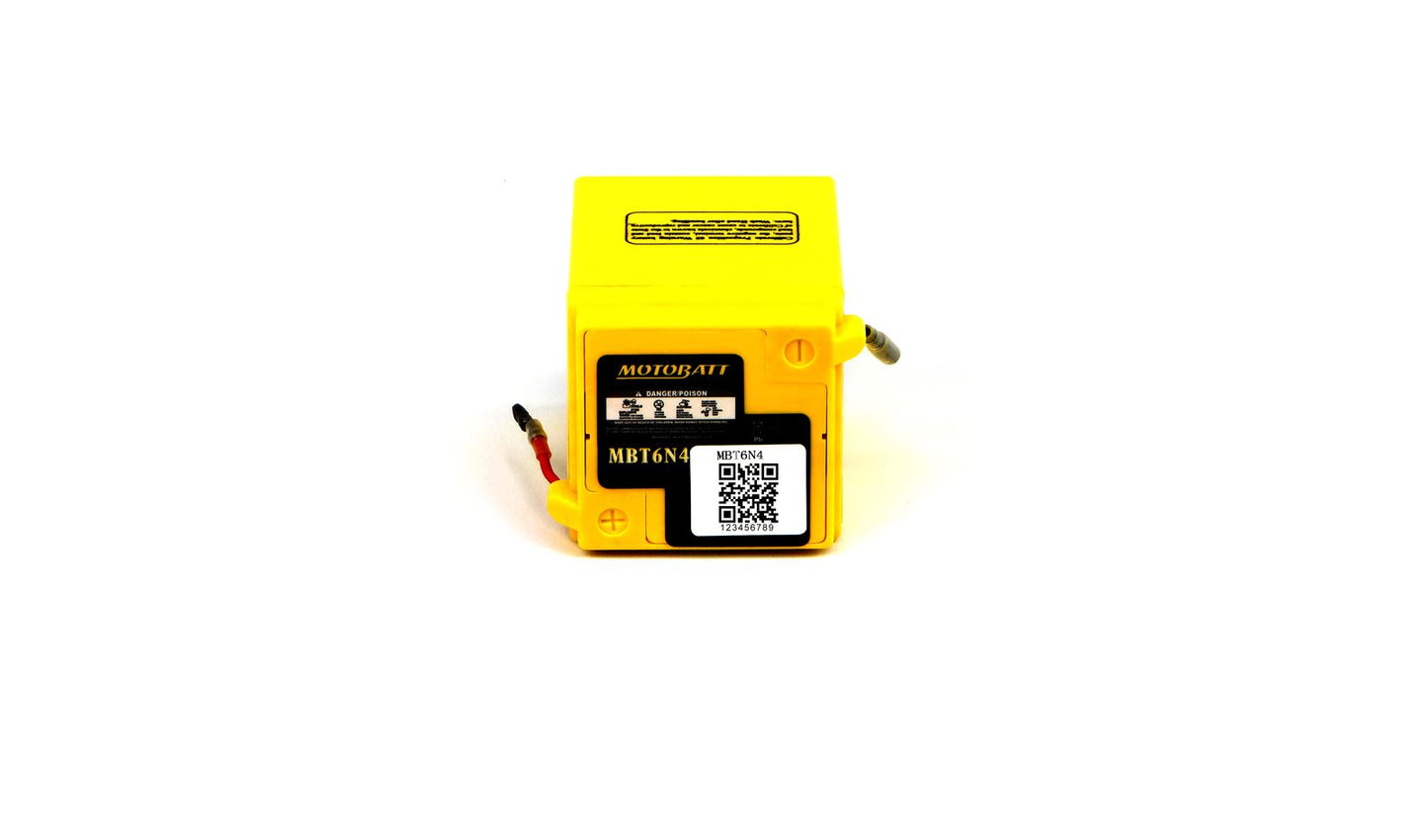 Motobatt Battery MBT6N4 6v 4AH 6N42A Models, 6N4C1B L:71mm x  H:96mm x W:71mm