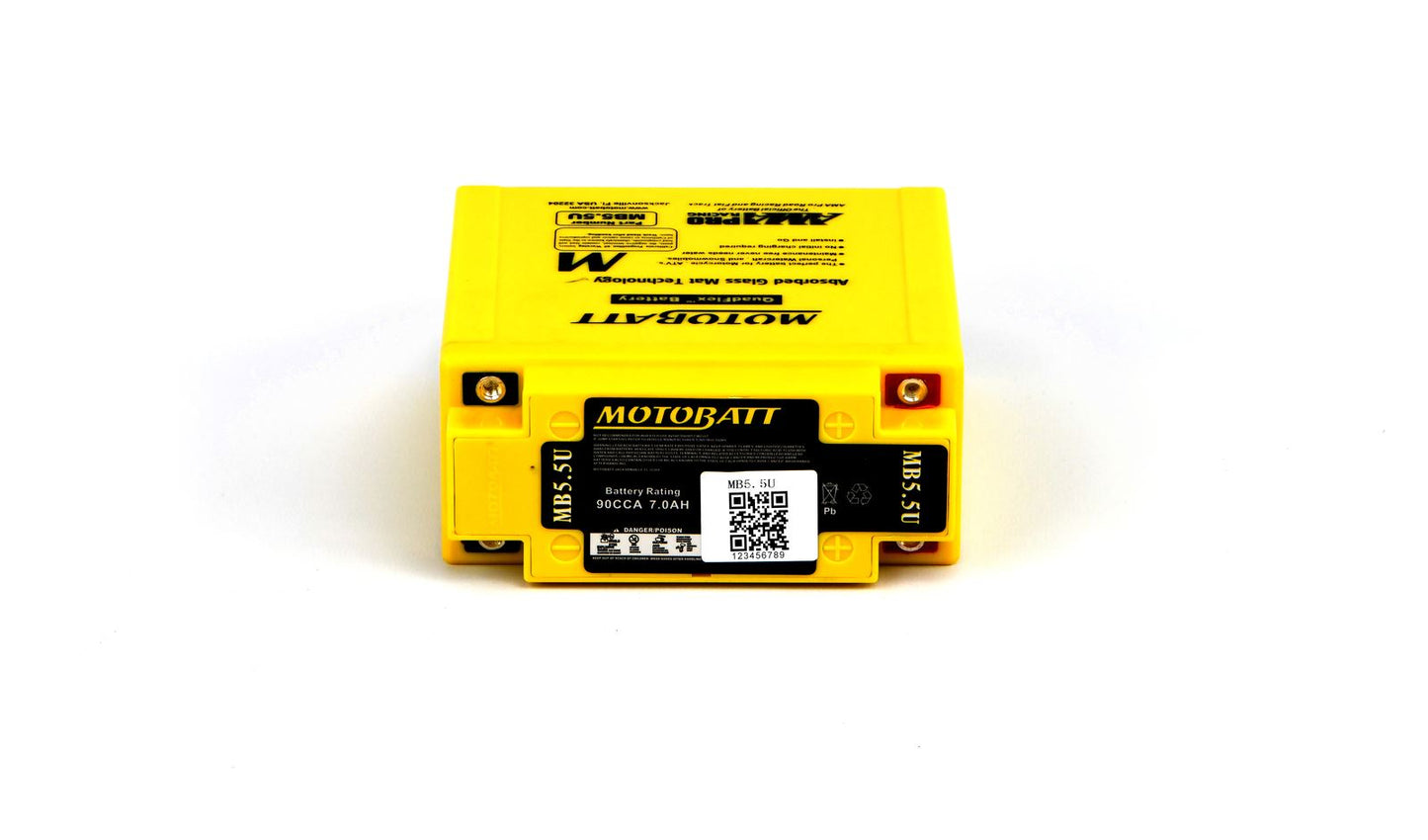 Motobatt Battery MB5.5U 12v 7.4Ah (20Hr) CCA:90A 12N5.5-3B, 12N5.5-4A L:135mm x H:130mm x W:60mm