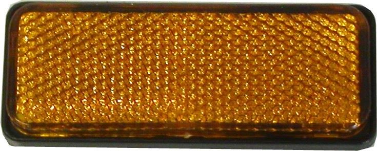 Reflector Amber Rectangle Bolt-on Black Rim 85mm x 30mm (Per 10)