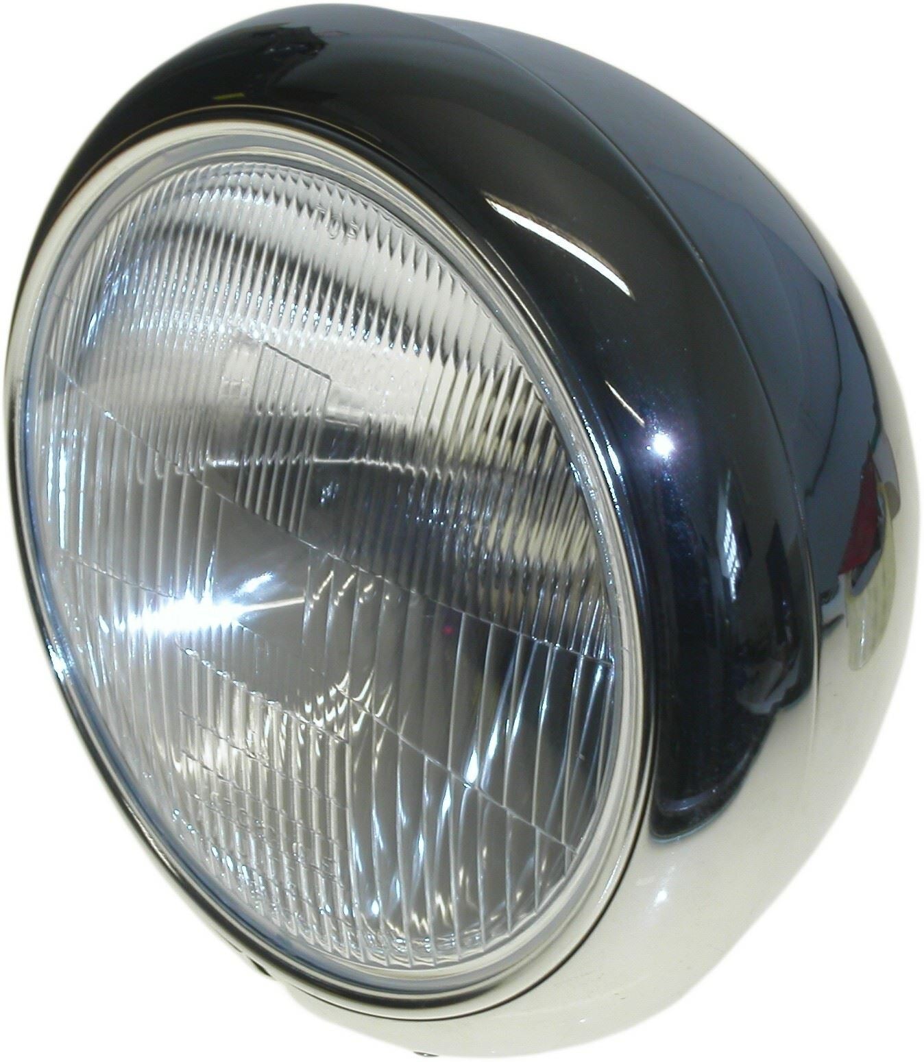 Headlight Round Chrome Bottom Mount Bowl Back 8"
