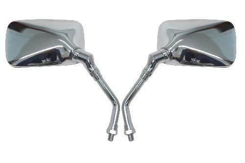Mirrors 10mm Chrome Rectangle Left & Right Honda Style