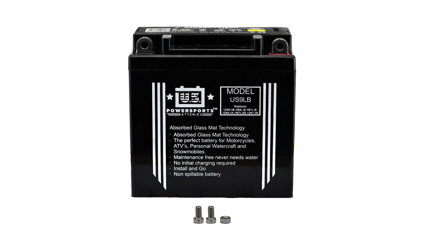 MTX Power/ US Powersports Battery XT9-3B/ US9LB Sealed 12v 9.0AH CCA:120A L:137mm H:139mm W:76mm 12N9-3B, CB9L-B