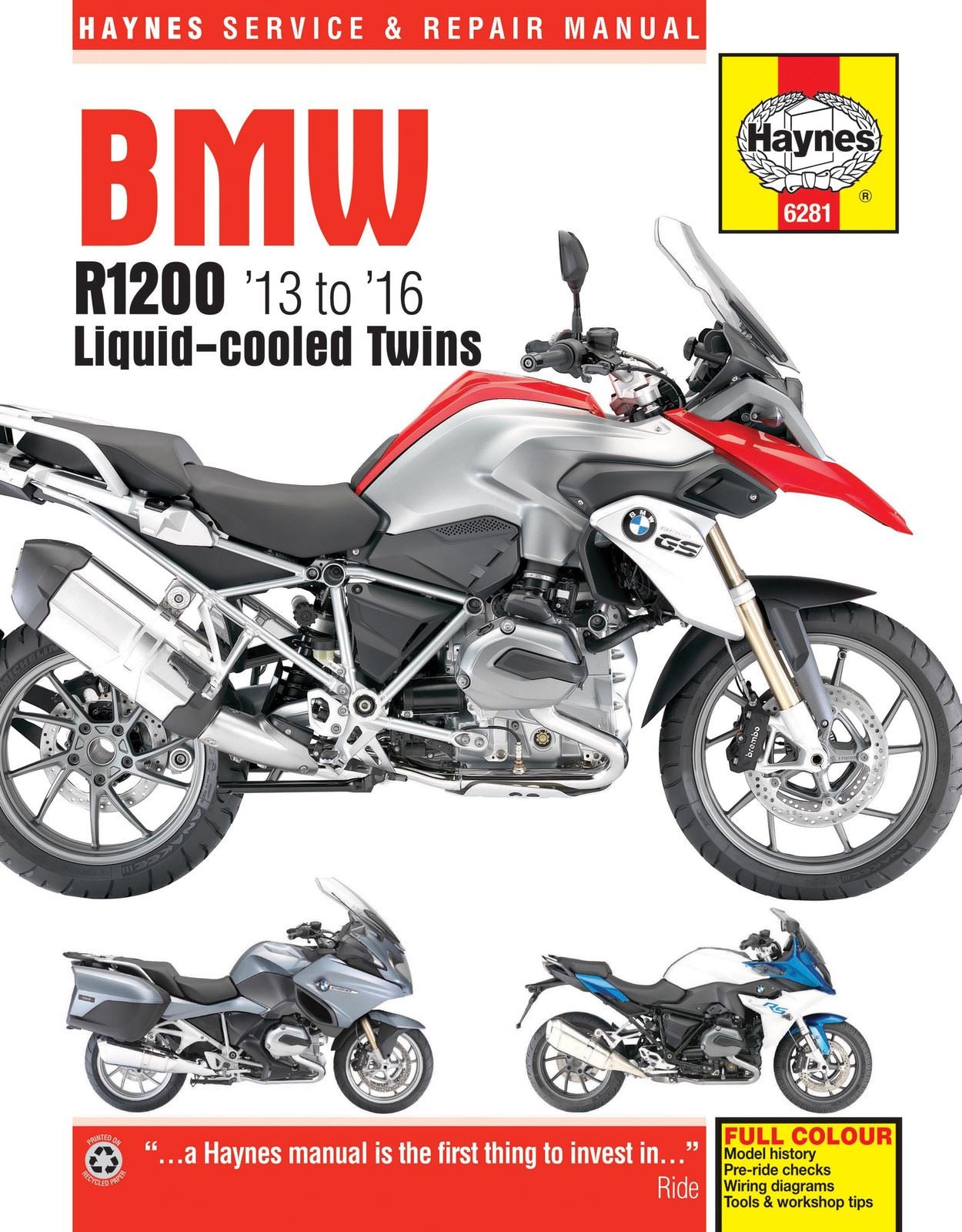 Haynes Workshop Manual For 6281 BMW R1200 DOHC LIQUID-COOLED TWINS 13-16