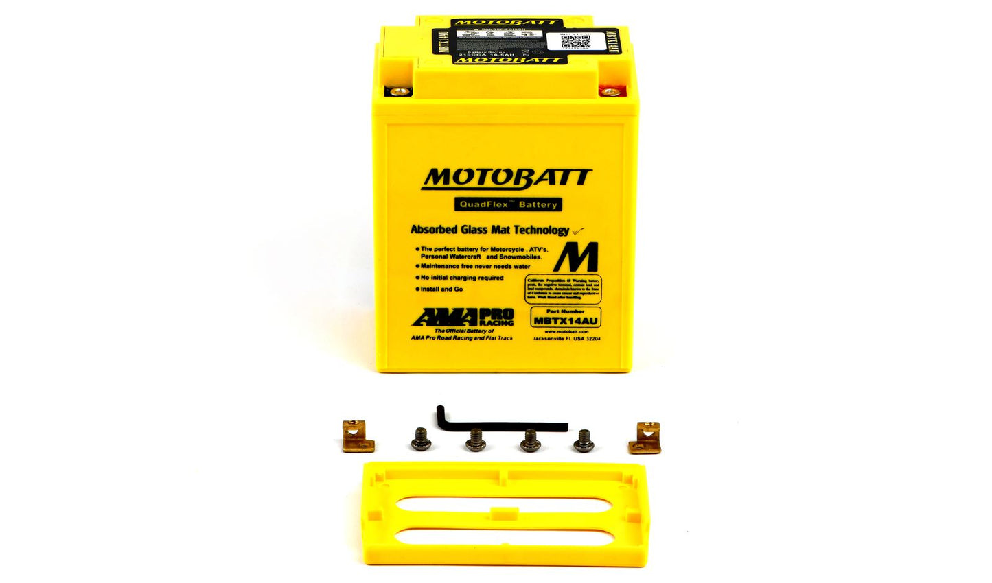 Motobatt Battery MBTX14AU 12v 17.5Ah (20Hr) CCA:250A YTX14AHLBS, YB14LA2 L:135mm x H:168mm x W:90mm