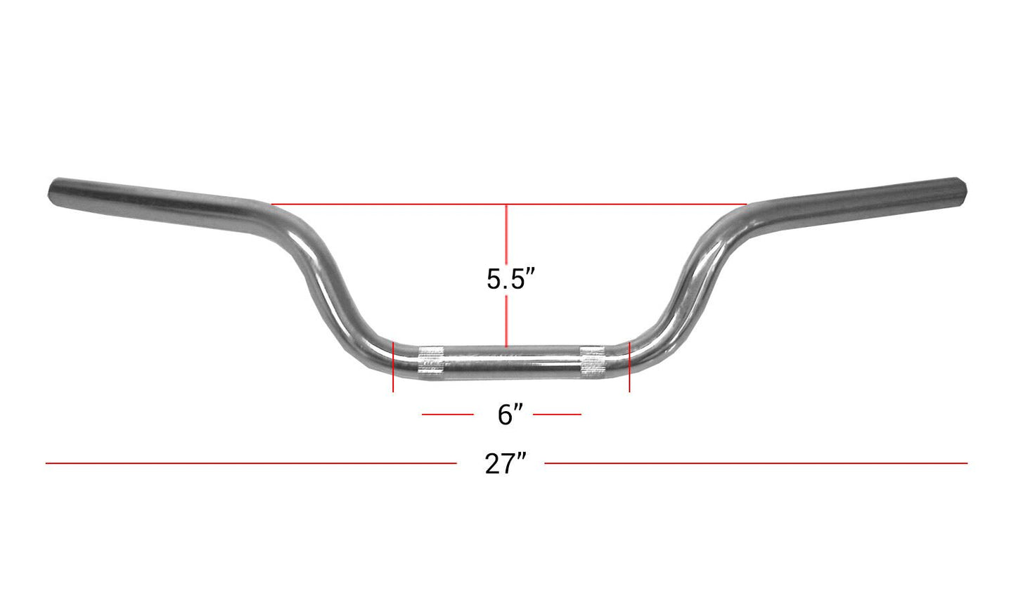 Handlebar 7/8'' Chrome 4.75'' Rise Honda CG125 27'' Long