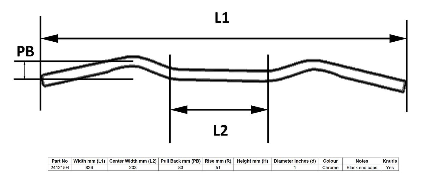 Handlebar 1'' Chrome Glide Style 2'' Rise With Dimples