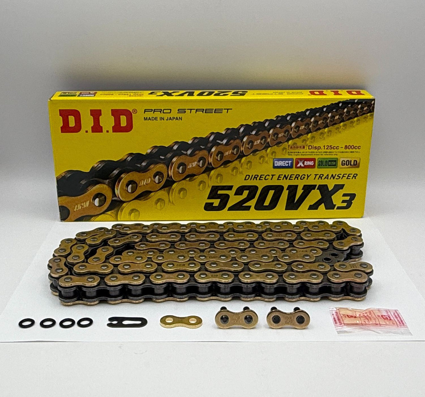 DID Chain Heavy Duty X-Ring Gold (G&B) VX3 520-102L (36.5KN) (DJ Dual Press Split Link & Rivet Link)