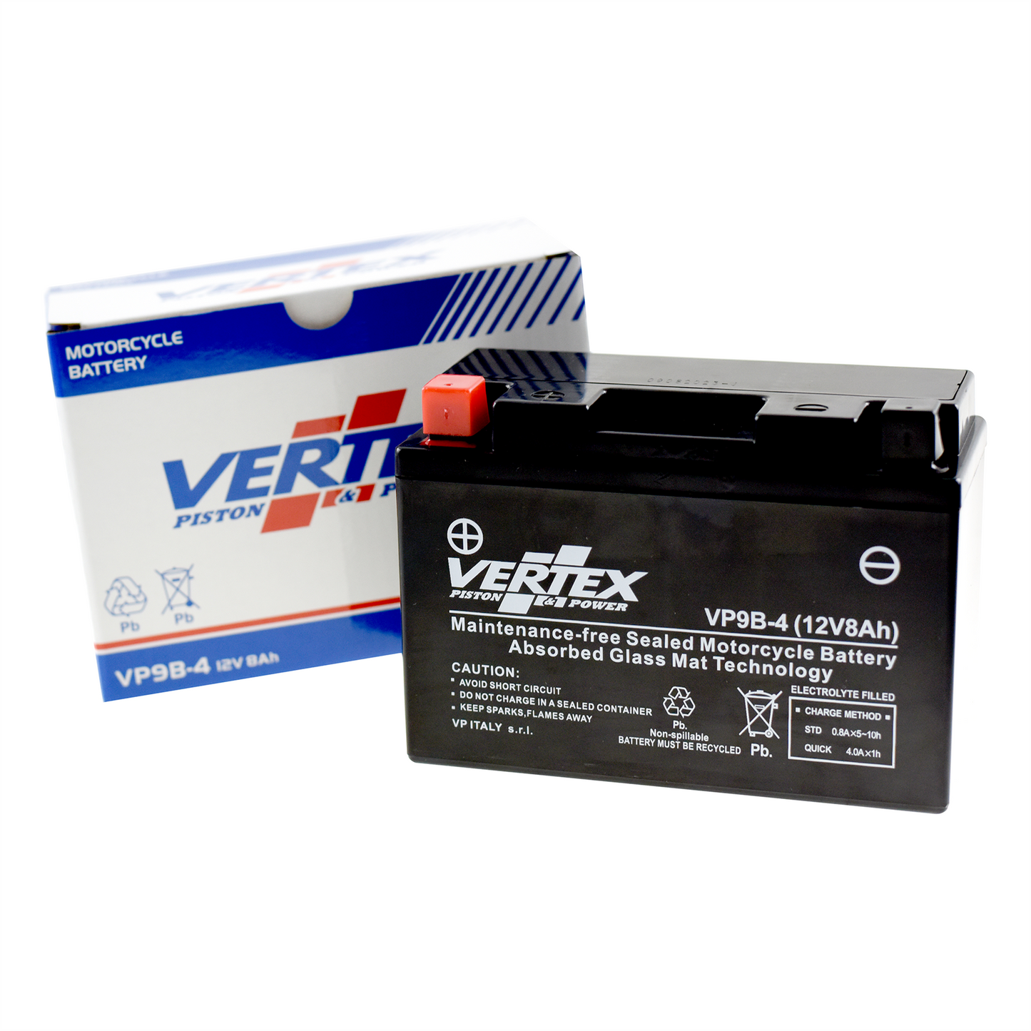 Vertex VP9B-4 Battery replaces CT9B-4,CT9B-BS (L:150 mm x W:70 mm x H:132 mm)