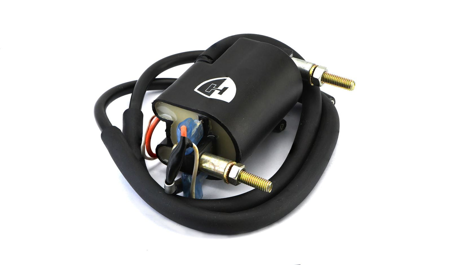 Ignition Coil 6v Points Twin Lead 2 Wires (90mm Centres) (P:1.84Oh, S: 17.00KOh)