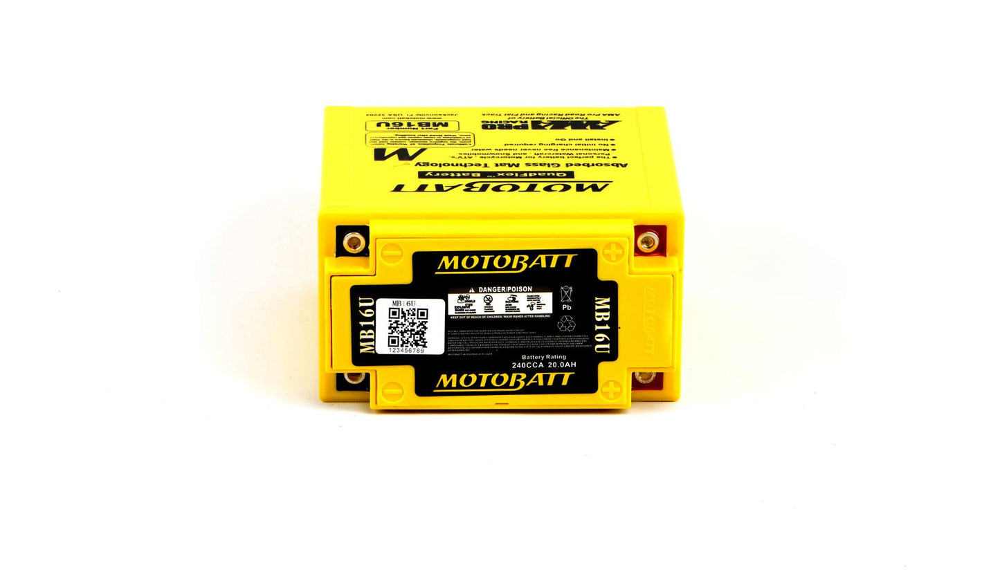 Motobatt Battery MB16U 12v 21.2Ah (20Hr) CCA:250A YB16BA L:160mm x H:161mm x W:90mm