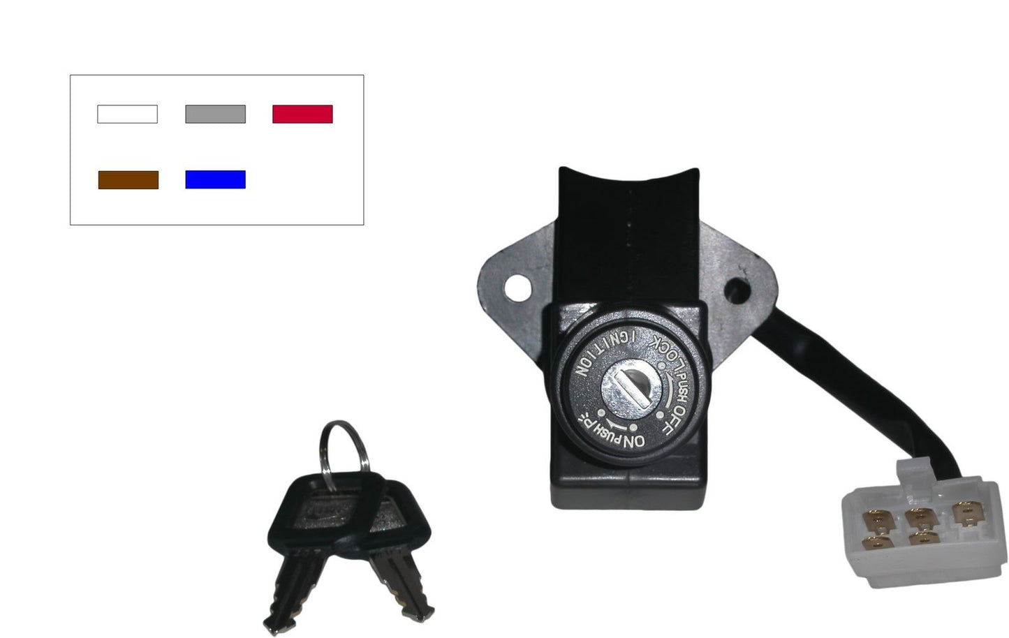 Ignition Switch Kawasaki ZR550B Zephyr 91-98, ZR1100 Zephyr 92-97, W650 01-04, ZR400 89-92 (5 Wires) (Includes 100 Ohm Between White & Grey Wire)