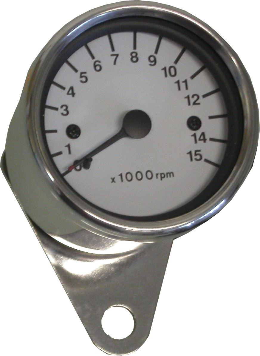 Tacho 60mm Electronic White face with Chrome Body
