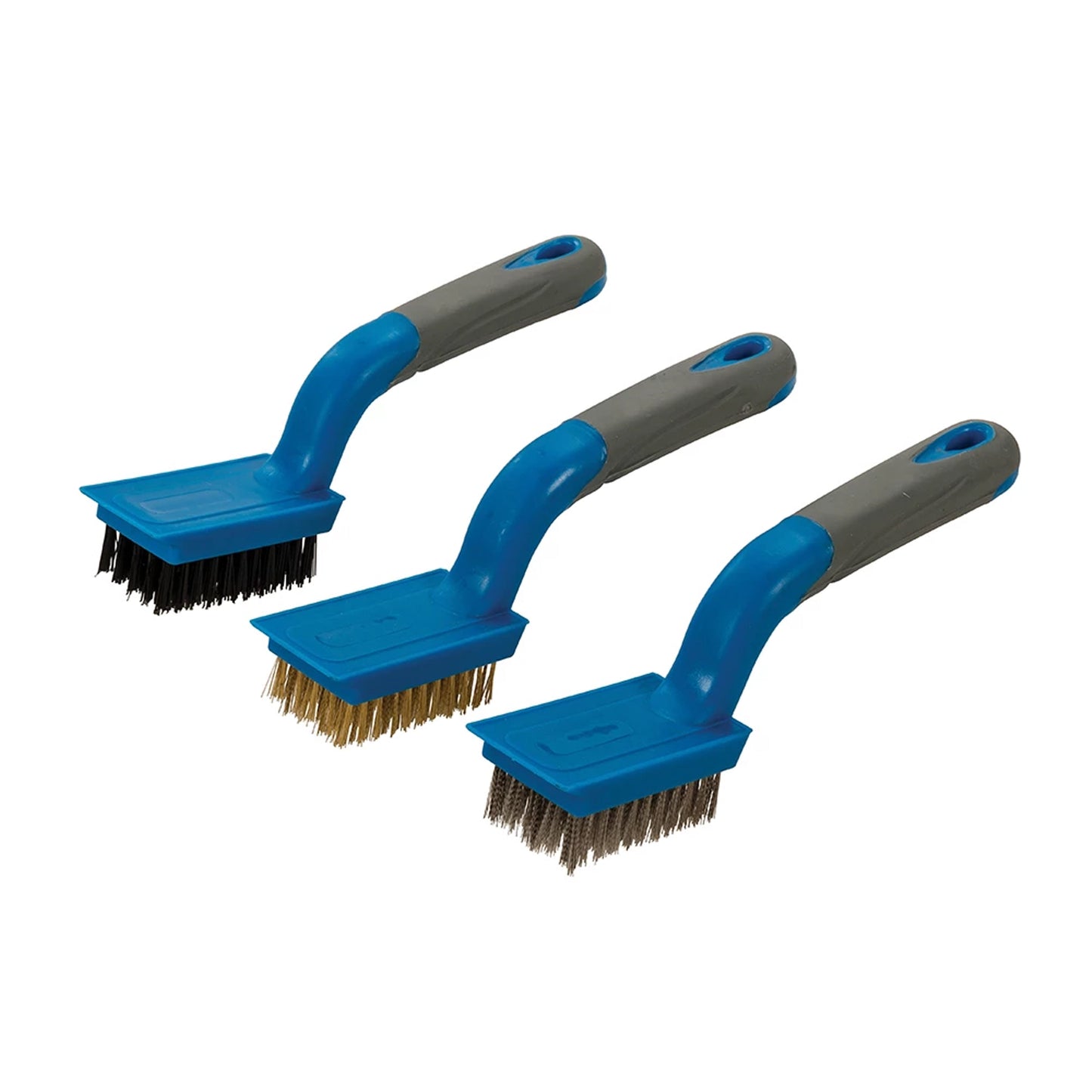 SET OF 3 MEDIUM BRUSH SET BRASS NYLON & STAINLESS STEEL