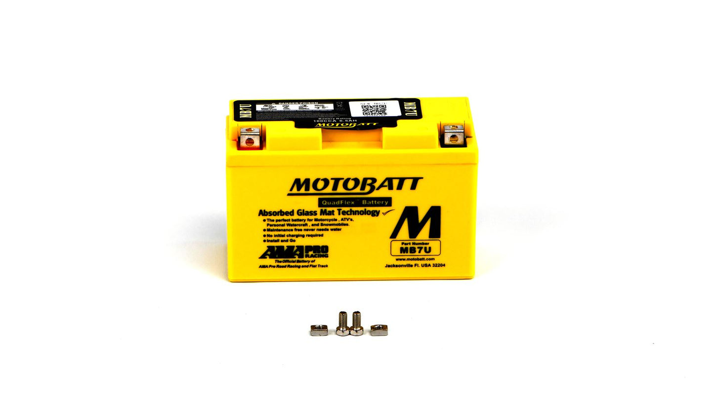 Motobatt Battery MB7U 12v 7.4Ah (20Hr) CCA:100A YT7BBS, YT7B4 L:151mm x H:94mm x W:65mm