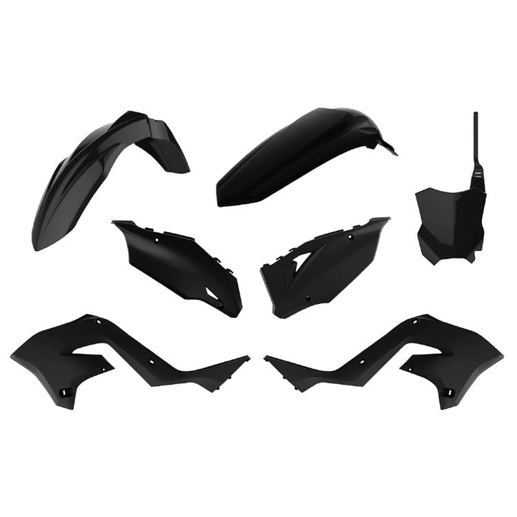 POLISPORT PLASTIC KIT KAWASAKI KX125/250 03-08, KX-F 20-22 RESTYLING BLACK