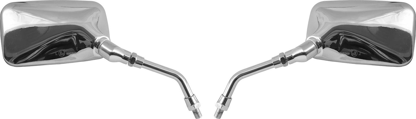 Mirrors Left & Right 10mm Chrome Rectangle Yamaha Thread