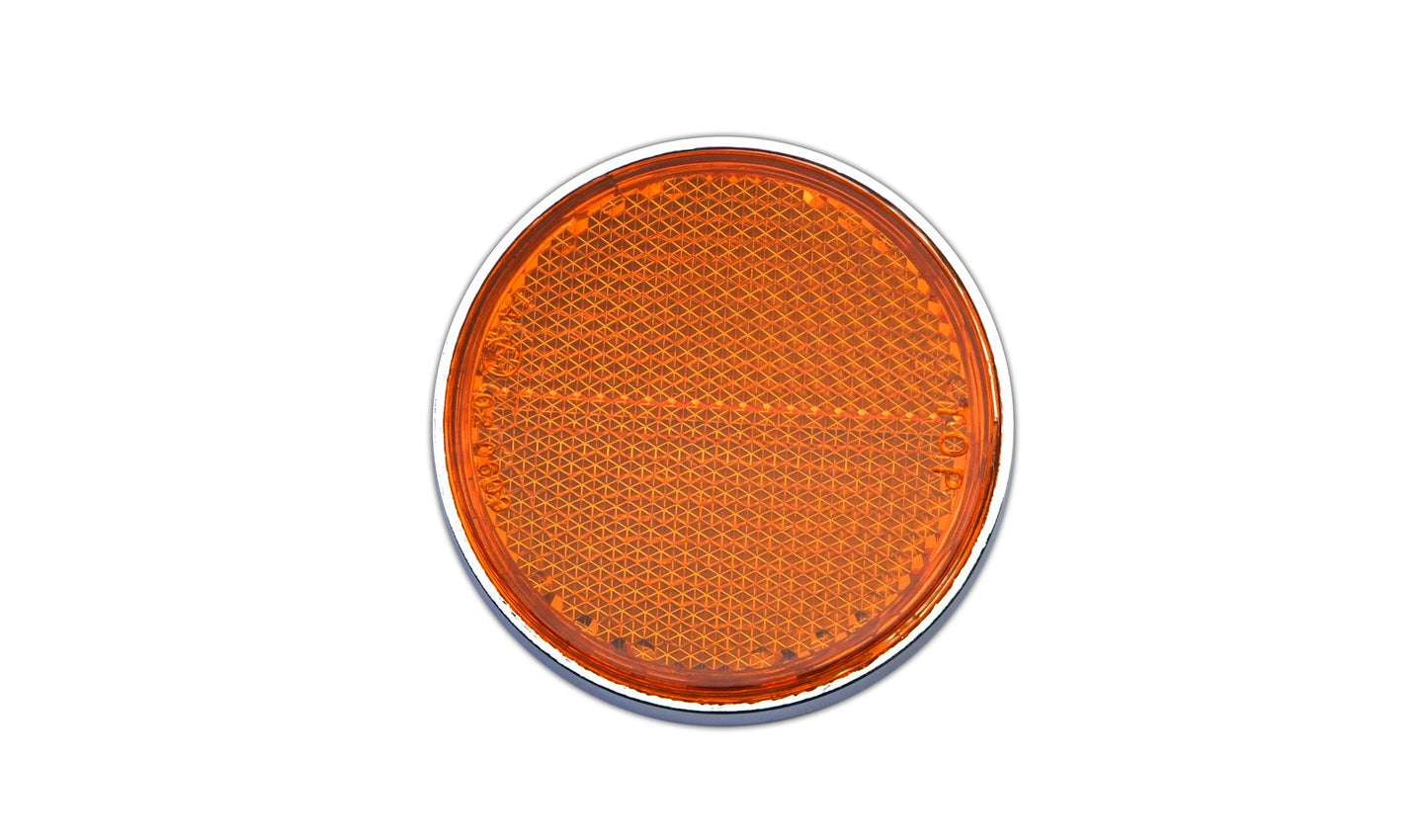 Reflector Orange Round Bolt-on Chrome Rim OD 60mm E-Marked