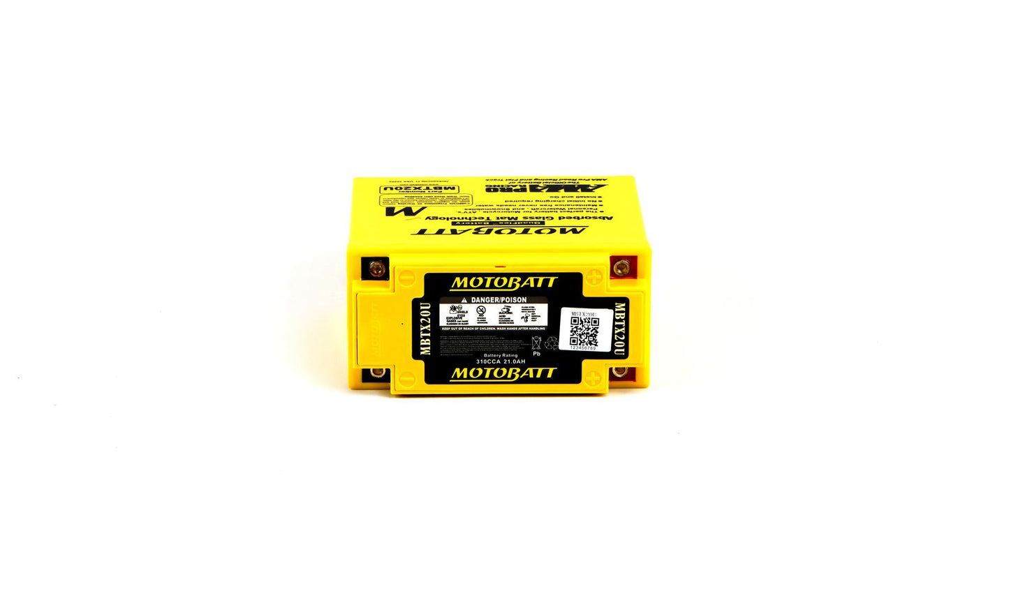 Motobatt Battery MBTX20U 12v 22.3Ah (20Hr) CCA:320A YTX20LBS, YB16A L:175mm x H:155mm x W:87mm