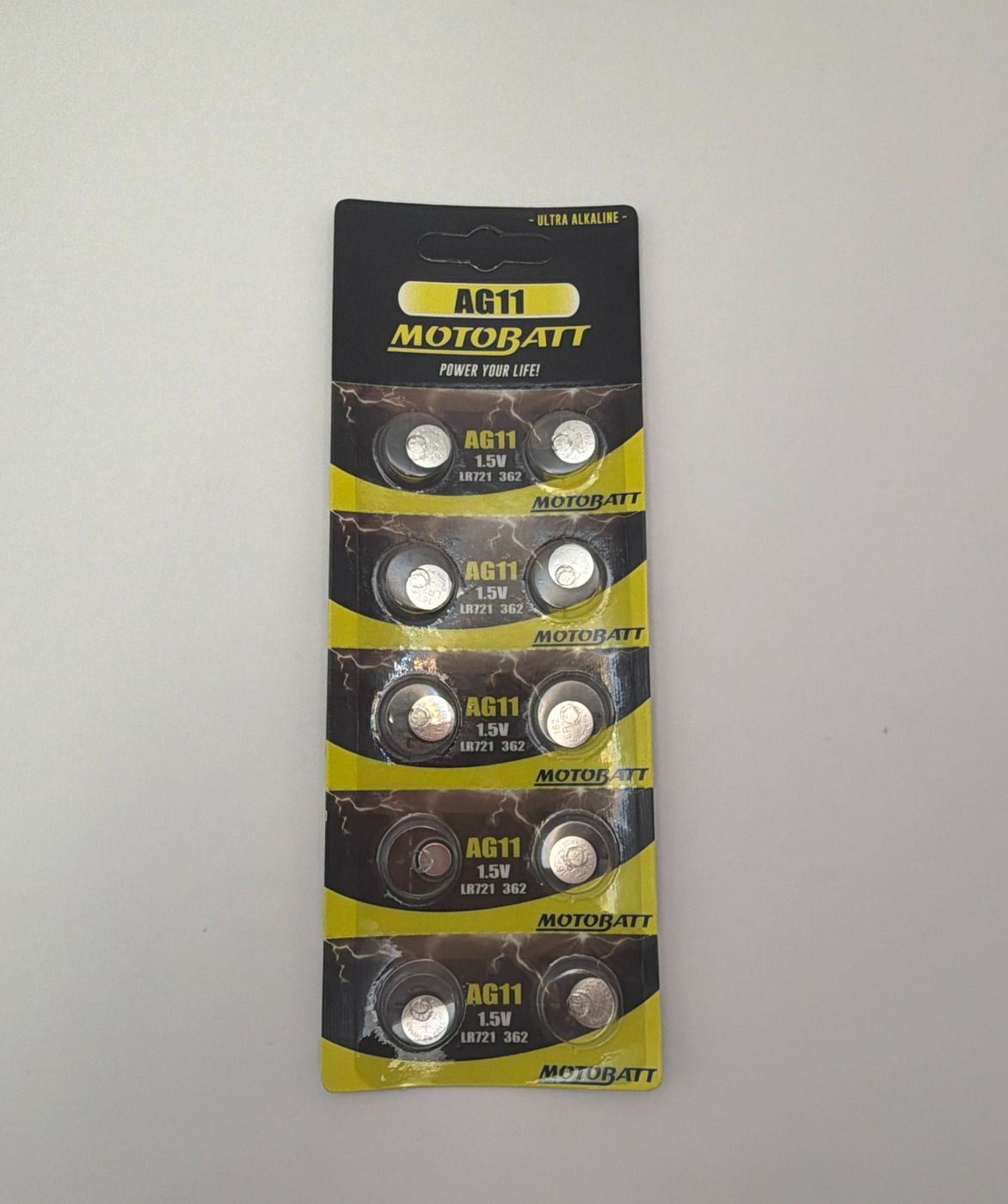 Motobatt AG11, LR721, 361, 362 1.5v 20mAH Alkaline Button Cell Batteries
