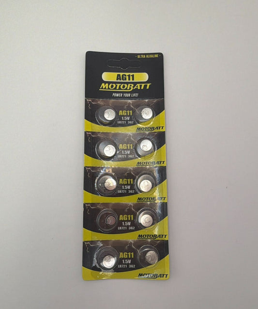 Motobatt AG11, LR721, 361, 362 1.5v 20mAH Alkaline Button Cell Batteries