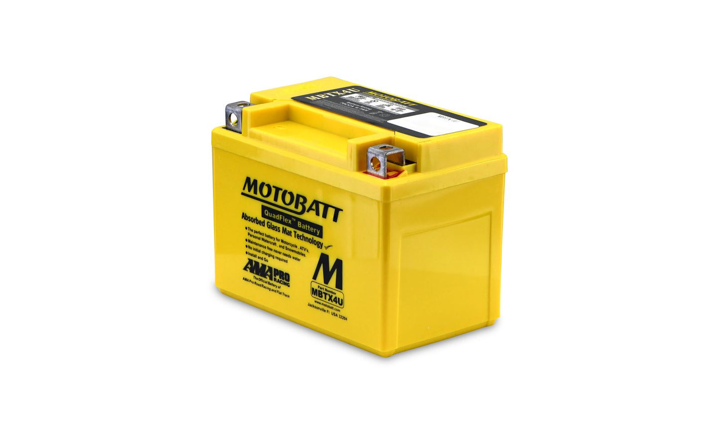 Motobatt Battery MBTX4U 12v 5.0Ah (20Hr) CCA:70A YTX4L-BS,YT4LBS, YB4LB, YTZ4V L:114mm x H:87mm x W:70mm