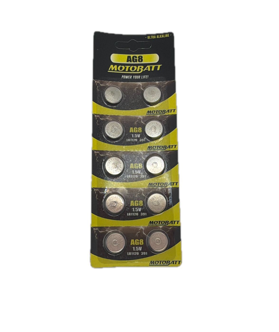 Motobatt AG8, LR1120, 381, 391 1.5v 45mAH Alkaline Button Cell Batteries