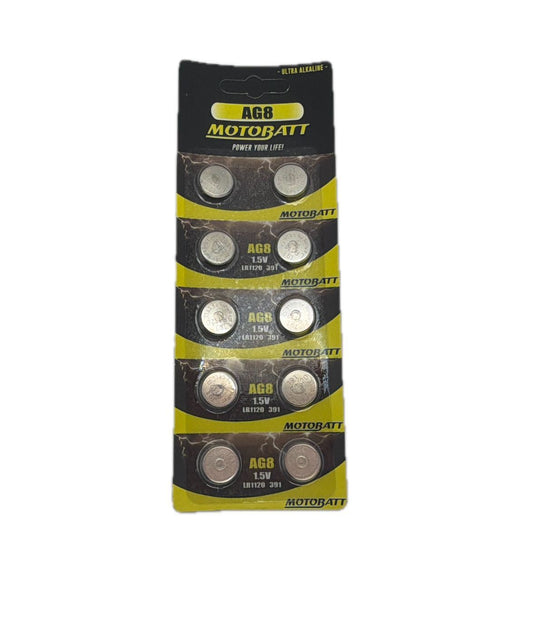 Motobatt AG8, LR1120, 381, 391 1.5v 45mAH Alkaline Button Cell Batteries
