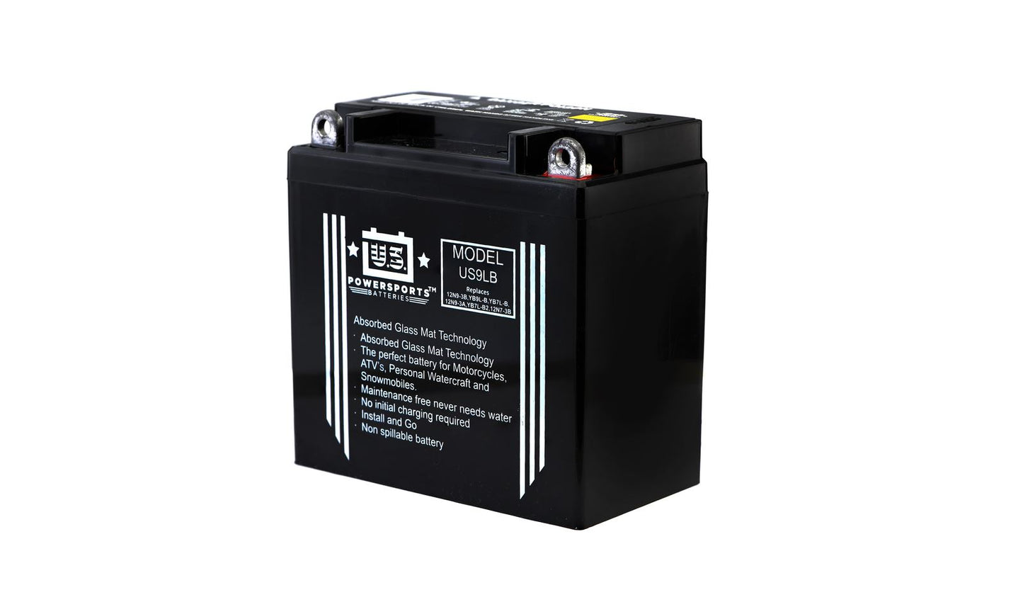 MTX Power/ US Powersports Battery XT9-3B/ US9LB Sealed 12v 9.0AH CCA:120A L:137mm H:139mm W:76mm 12N9-3B, CB9L-B