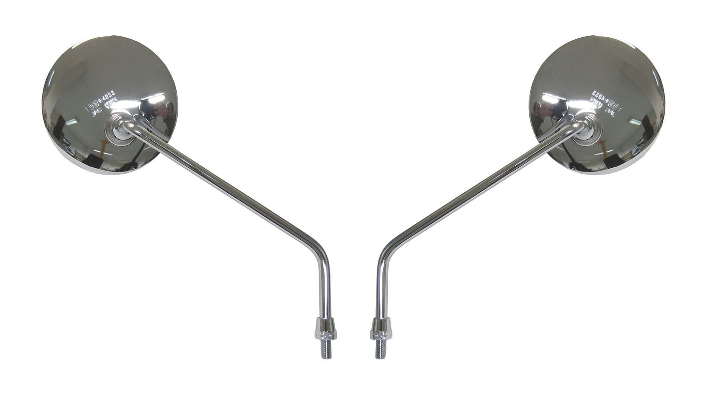 Mirrors 8mm Chrome Round Left & Right Early Yamaha Style