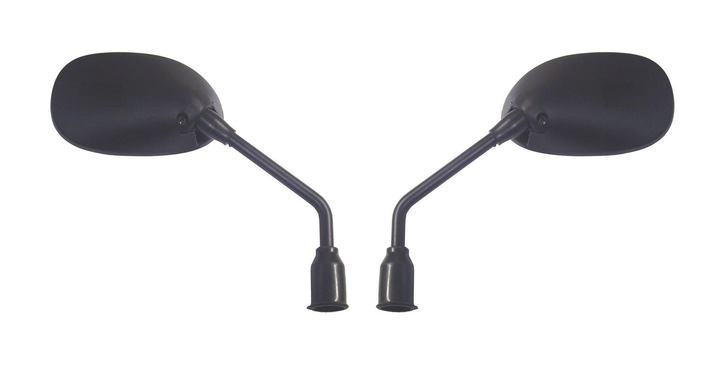 Mirrors 10mm Black Rectangle Left & Right Sports Long Stem (Pair)