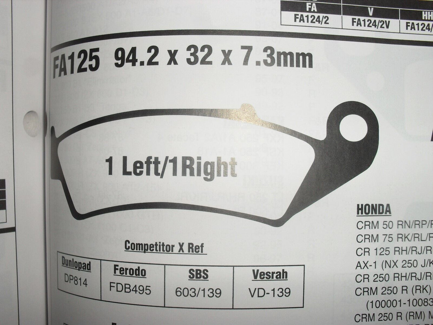 EBC FA 125 Motorcycle Brake Pads Limited Stock!!