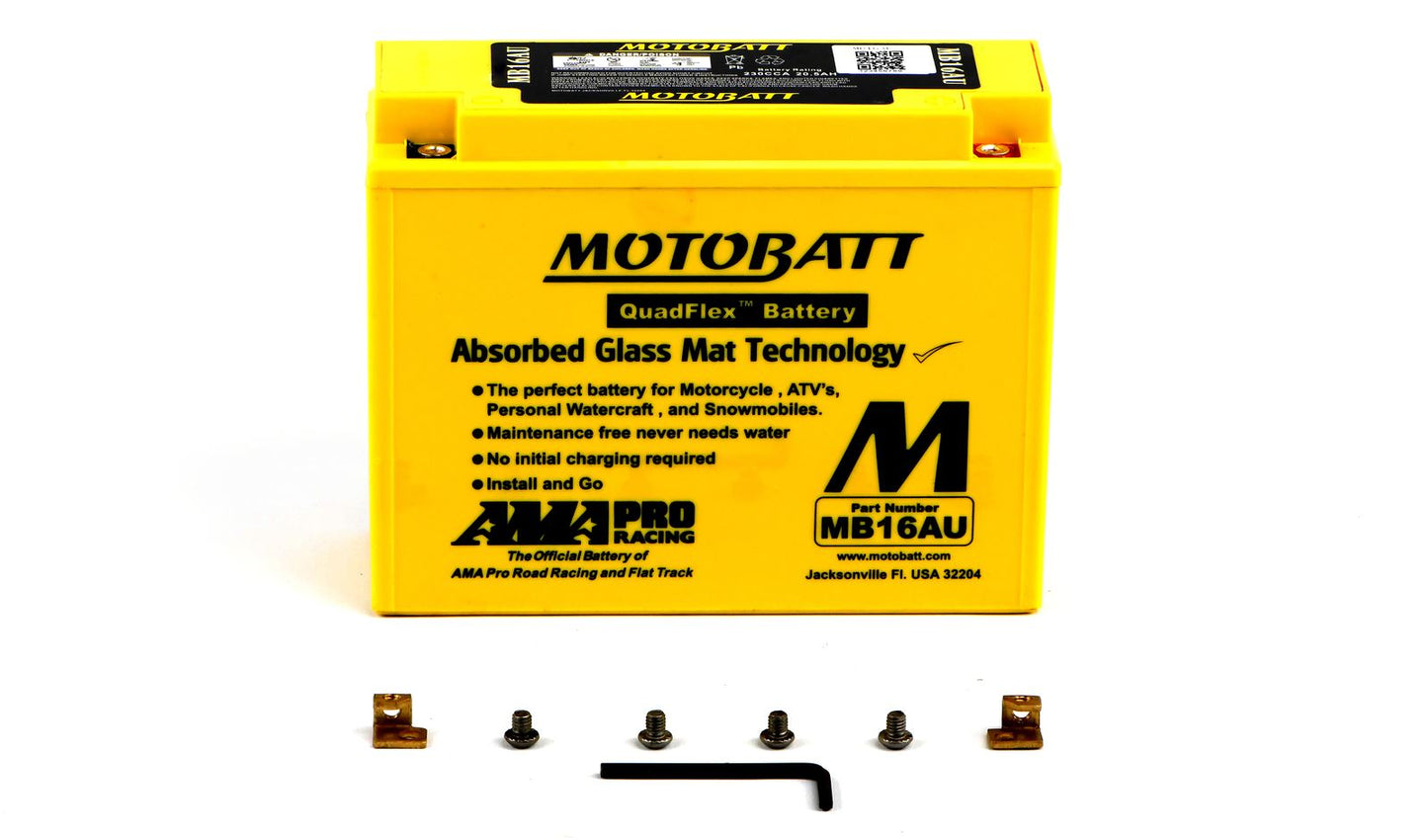 Motobatt Battery MB16AU 12v 21.7Ah (20Hr) CCA:250A YB16ALA2 L:207mm x H:164mm x W:72mm
