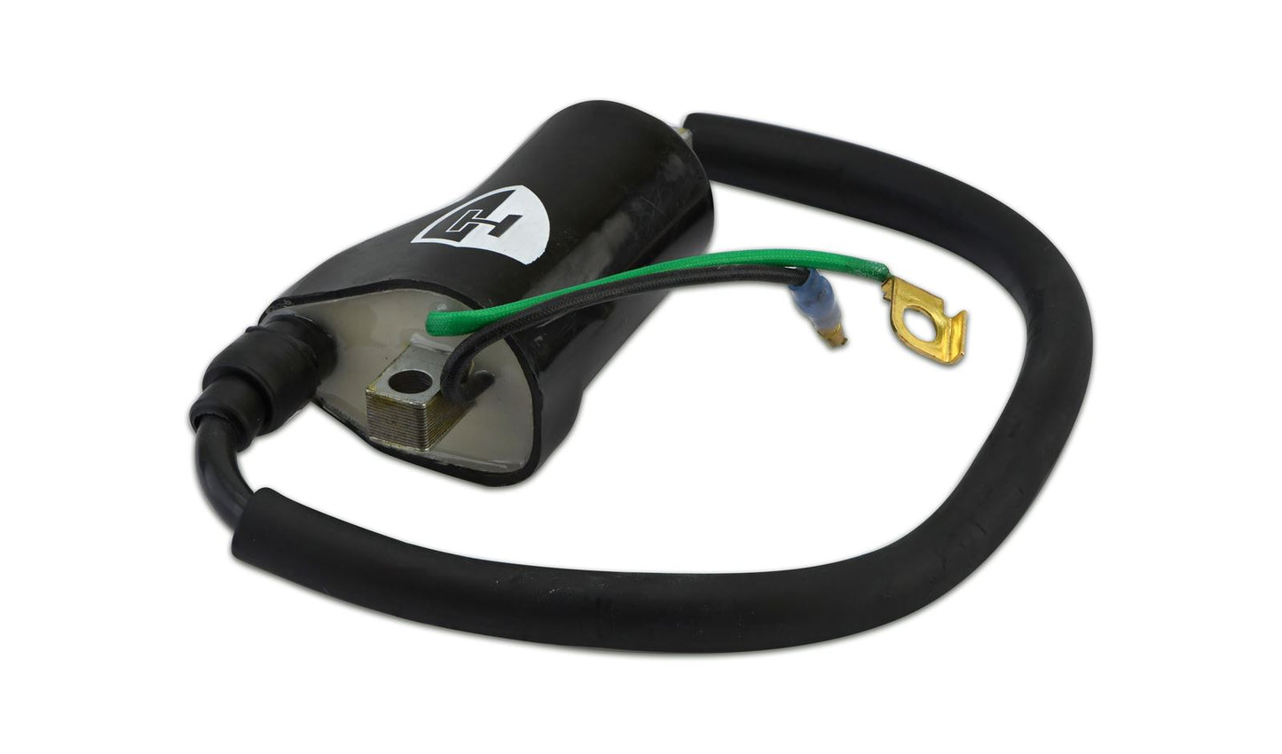 Ignition Coil 12v CDI Single Lead 2 Terminals Bullet & Earth Ring (80mm Centres) (P:0.45Oh, S: 9.65KOh)