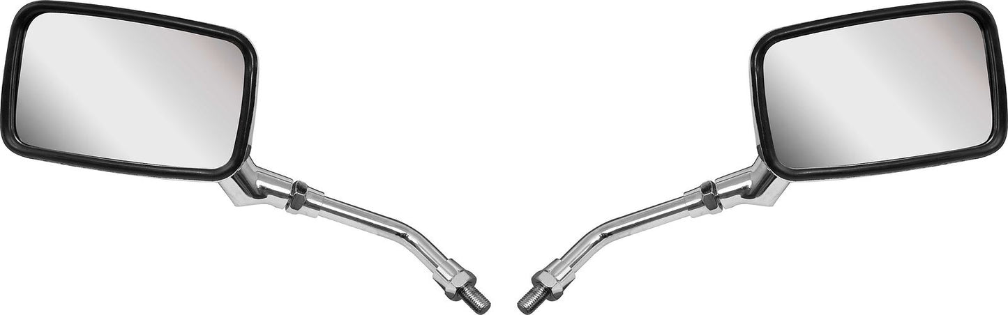 Mirrors Left & Right 10mm Chrome Rectangle Yamaha Thread