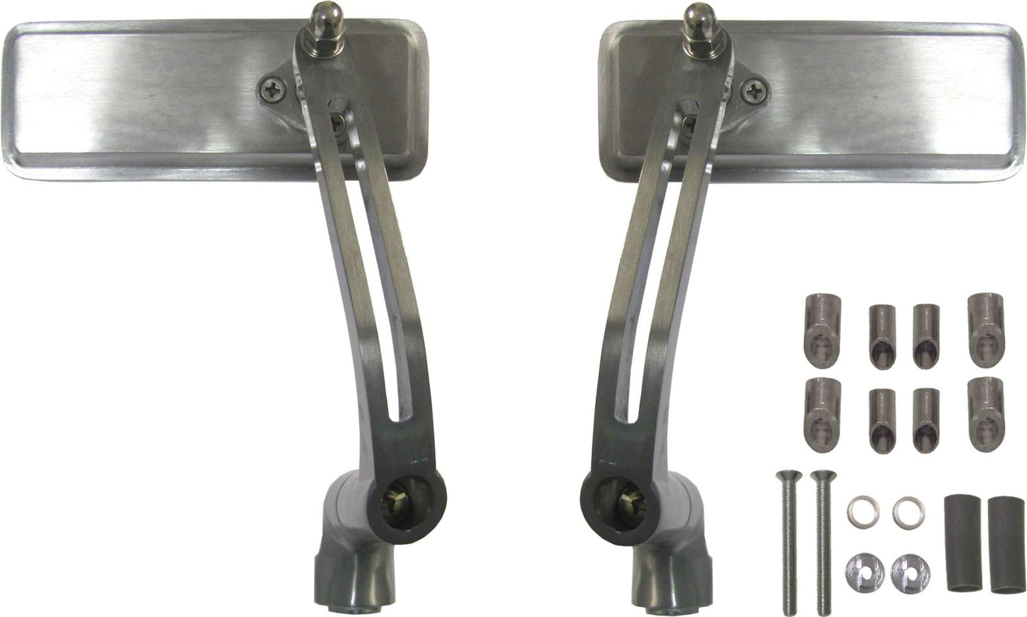 Mirror Bar End Silver Rectangle 130mm x 50mm (Pair)