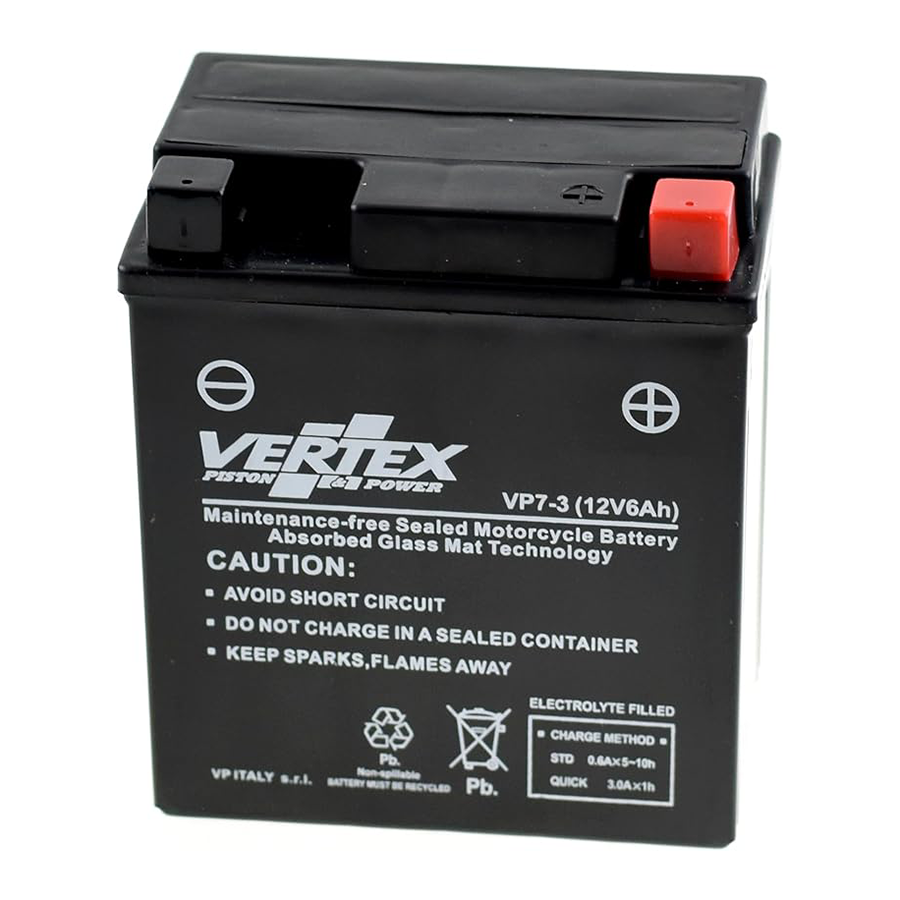 Vertex VP7-3 Battery replaces CTX7L-BS (L:114 mm x W:70 mm x H:131 mm) 6AH