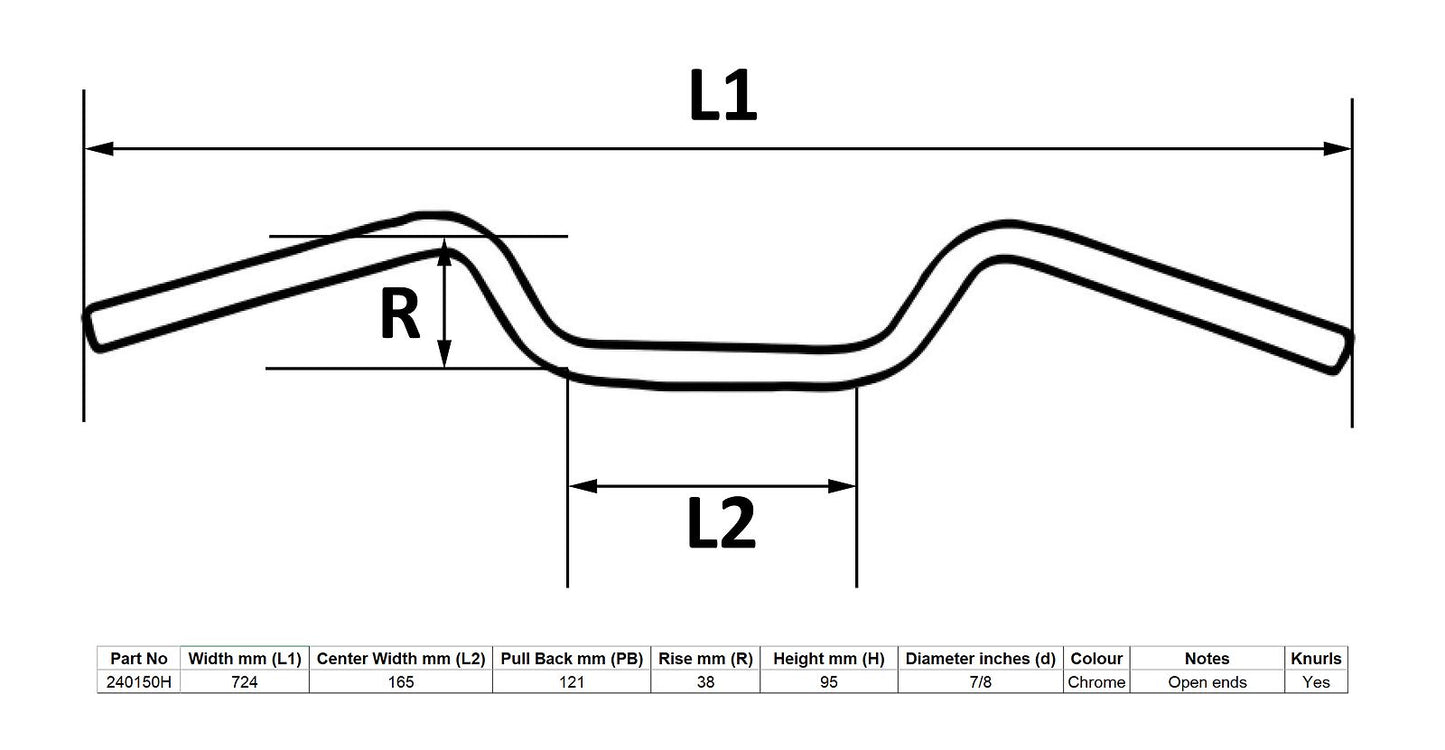 Handlebar 7/8'' Chrome 1.50'' Rise