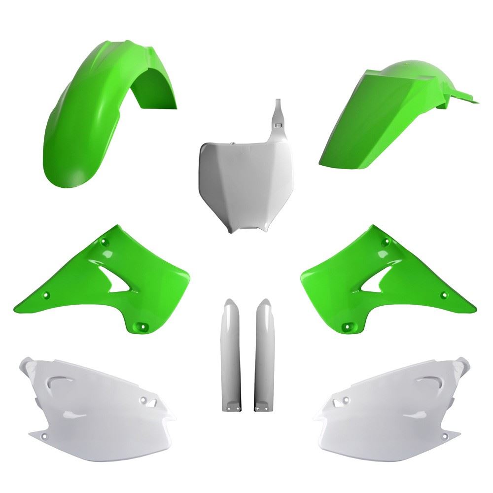 POLISPORT PLASTIC KIT + FORK GUARDS KAWASAKI KX125/250 2003, OEM STYLE