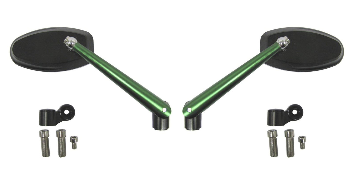 Mirrors CNC Oval with Black Head & Green Stem 8mm or 10mm