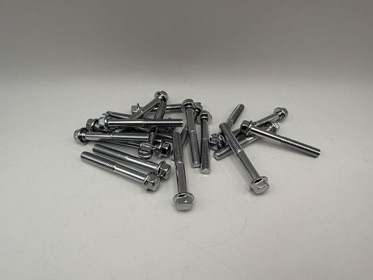 Bolts Flanged Chrome Hexagon M6 x 45mm x 1.00mm Pitch (8mm Head)