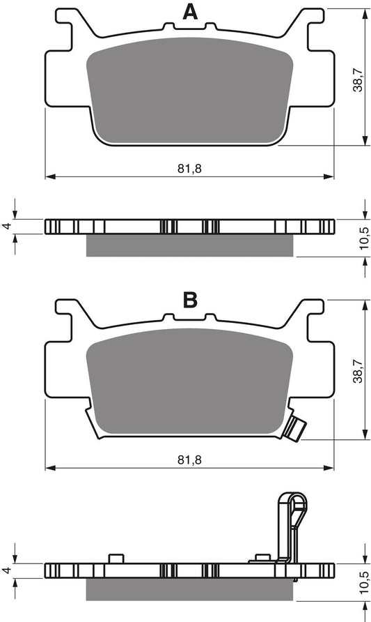 Goldfren Brake Pads AD382 Honda Pioneer 1000 SXS1000M 16- Rear Left Pair