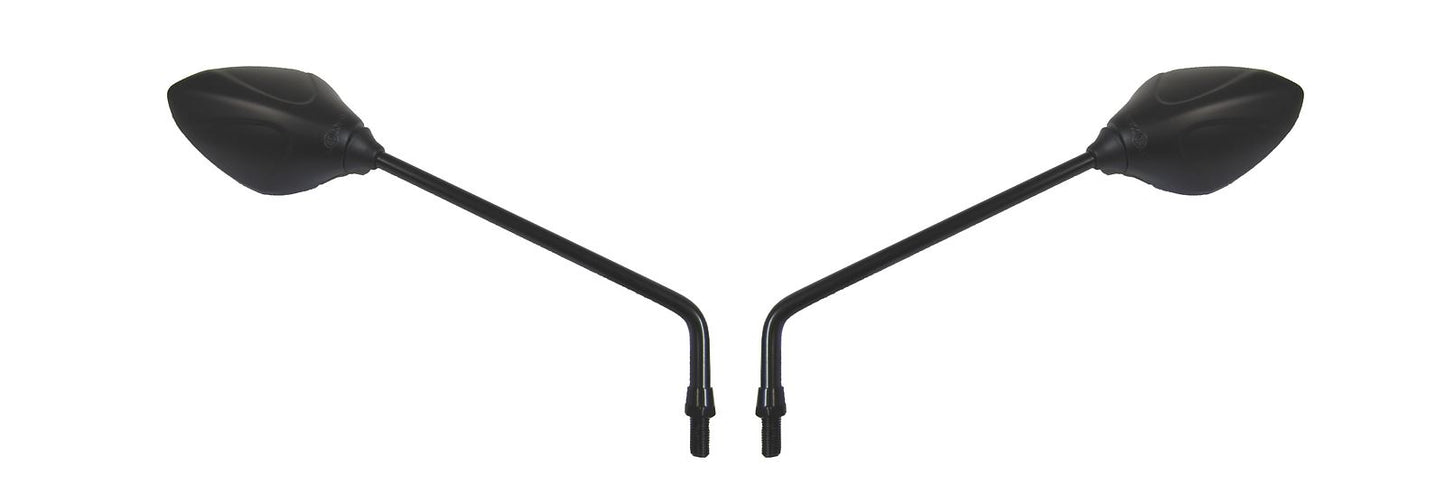 Mirrors 8mm Black Teardrop Left & Right Long Stem Yamaha (Pair)
